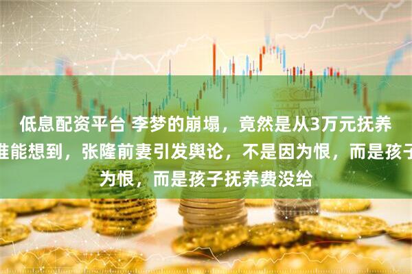 低息配资平台 李梦的崩塌，竟然是从3万元抚养费开始的，谁能想到，张隆前妻引发舆论，不是因为恨，而是孩子抚养费没给